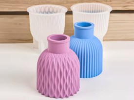 Molde silicona florero rayas onduladas